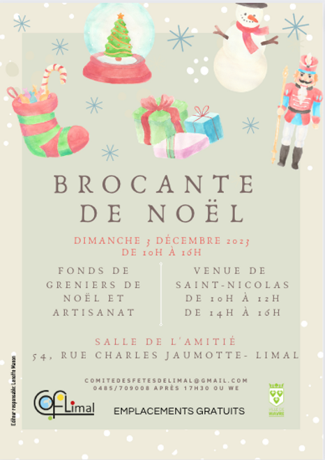 Affiche brocante Limal Noël 2023