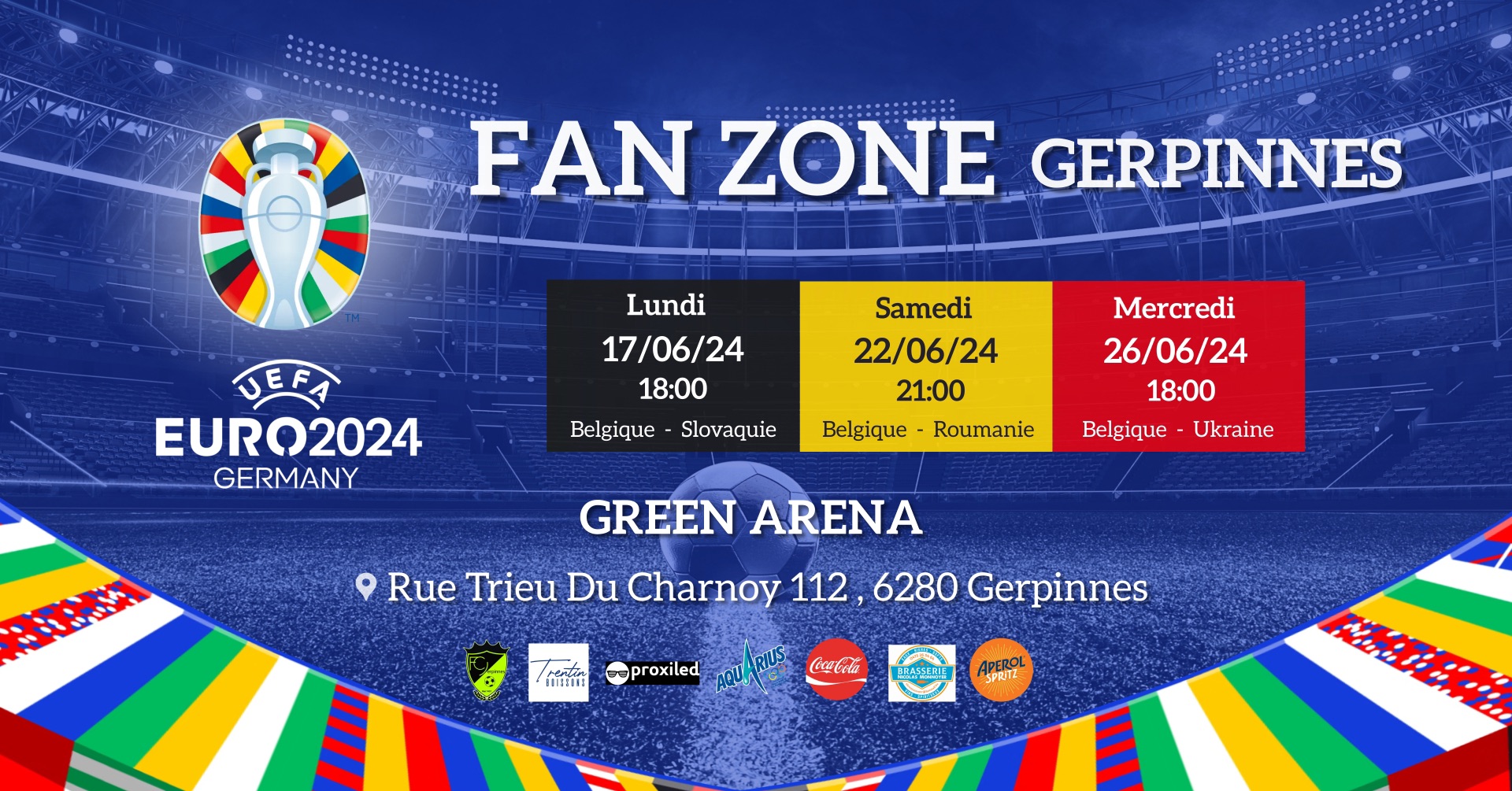 affiche de la fan zone de gerpinne pour l'euro 2024